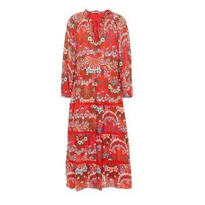 Alice + Olivia Layla Floral Crepe de Chine Midi Dress